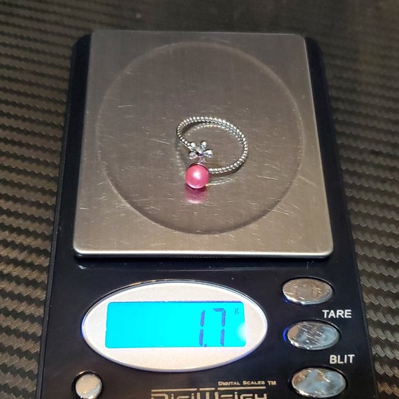 Size 8 925 Sterling Silver Pink Genuine Pearl And Flower CZ Gem Ring - Picture 8 of 8